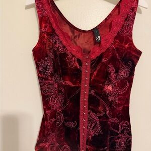 Elegant Red Velvet Women's Top